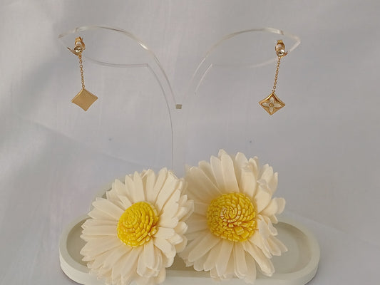 Golden White Drop Earrings