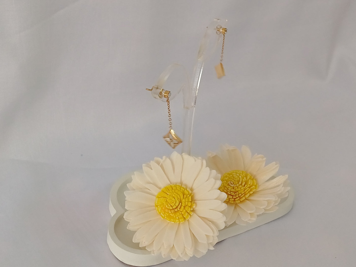 Golden White Drop Earrings