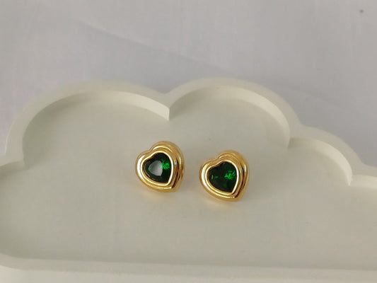 Golden Green Heart Stud Julia