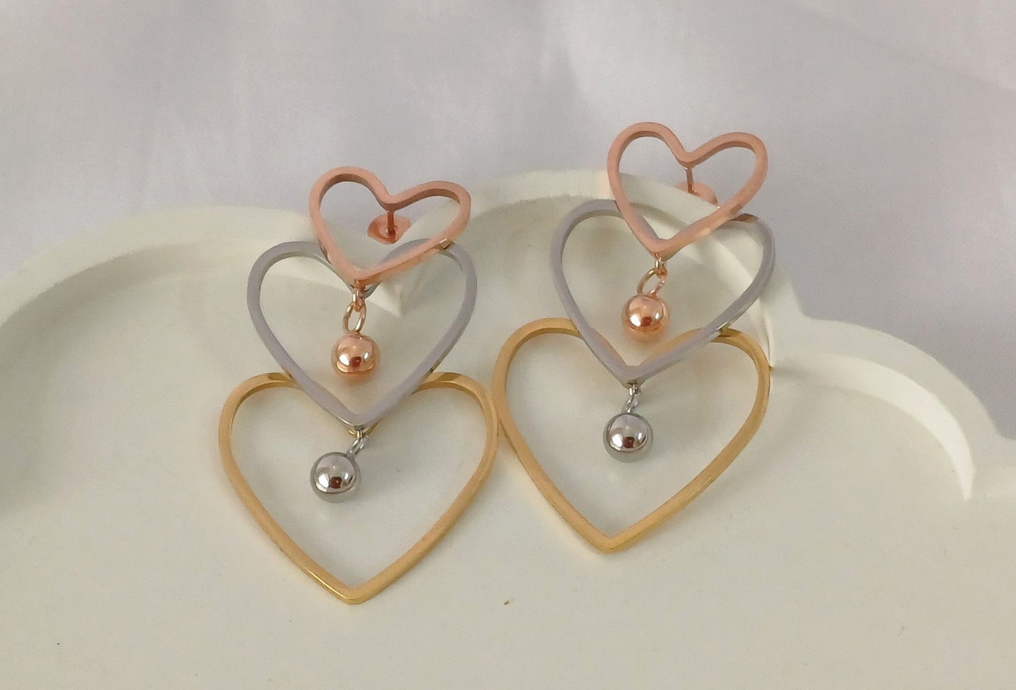 Triple Tone Heart Dangler