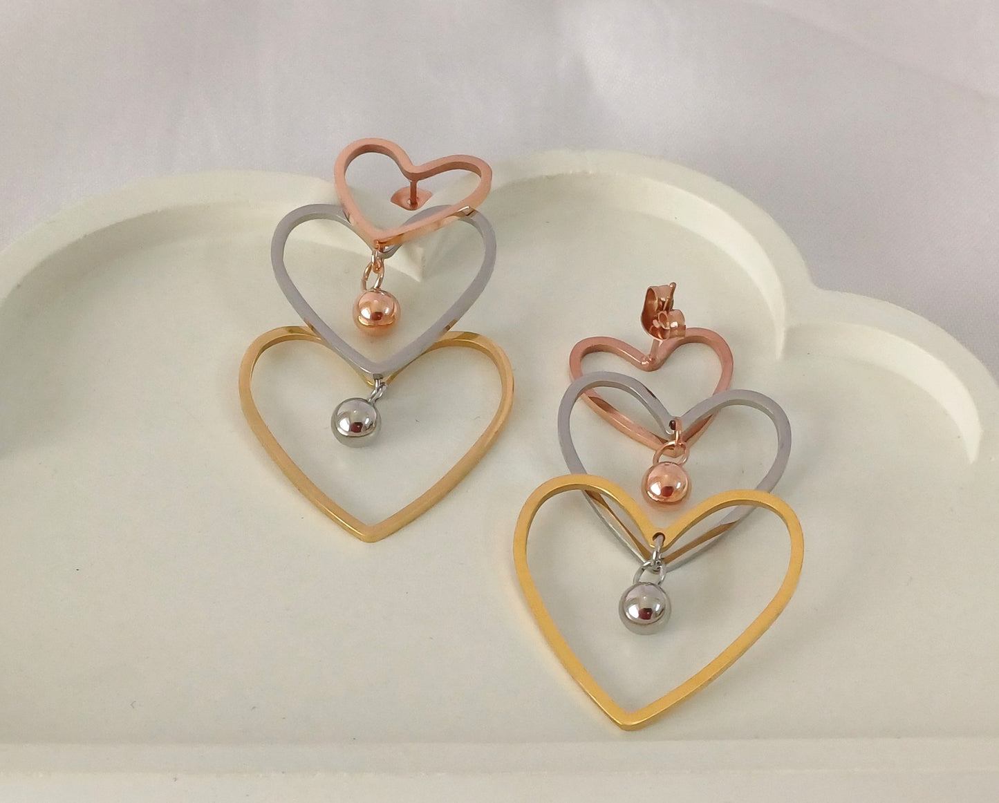 Triple Tone Heart Dangler